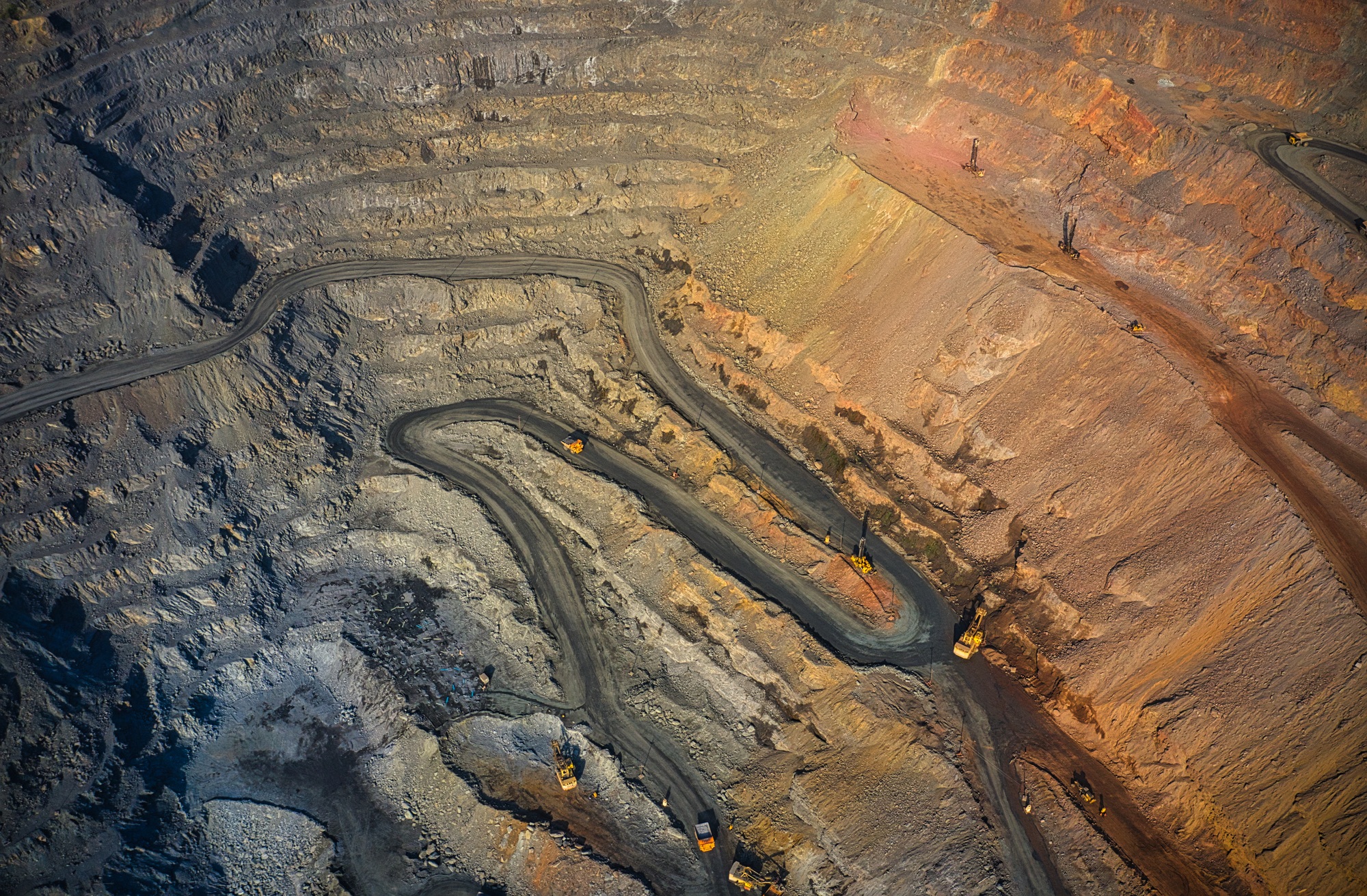 Aerial view of southern mining factory, mine quarry in Ukraine